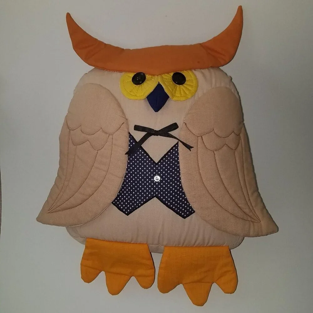 VTG House of Hatten Owl Decorative Pillow Plush 12